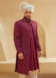 Jacket Style Sherwani In Maroon Color